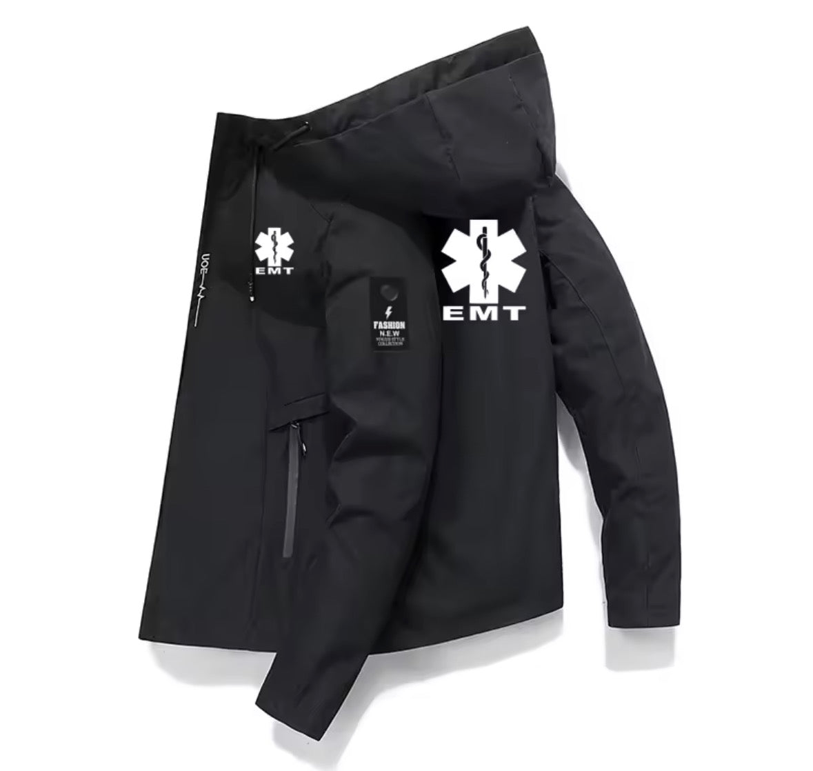 Men's Black EMT Hooded Windbreaker / Tactical Jacket