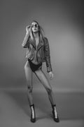 Women's leather moto jacket