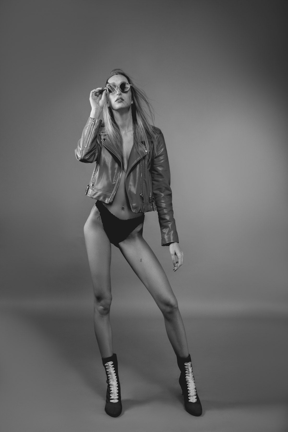 Women's leather moto jacket