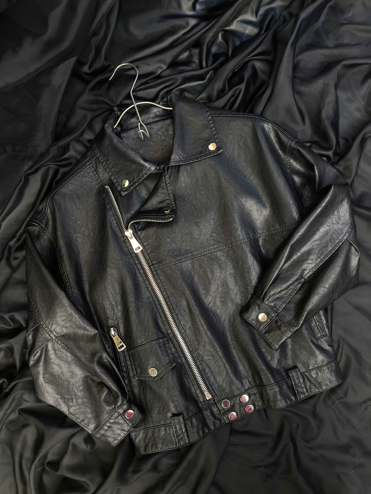 Men's classic black leather jacket